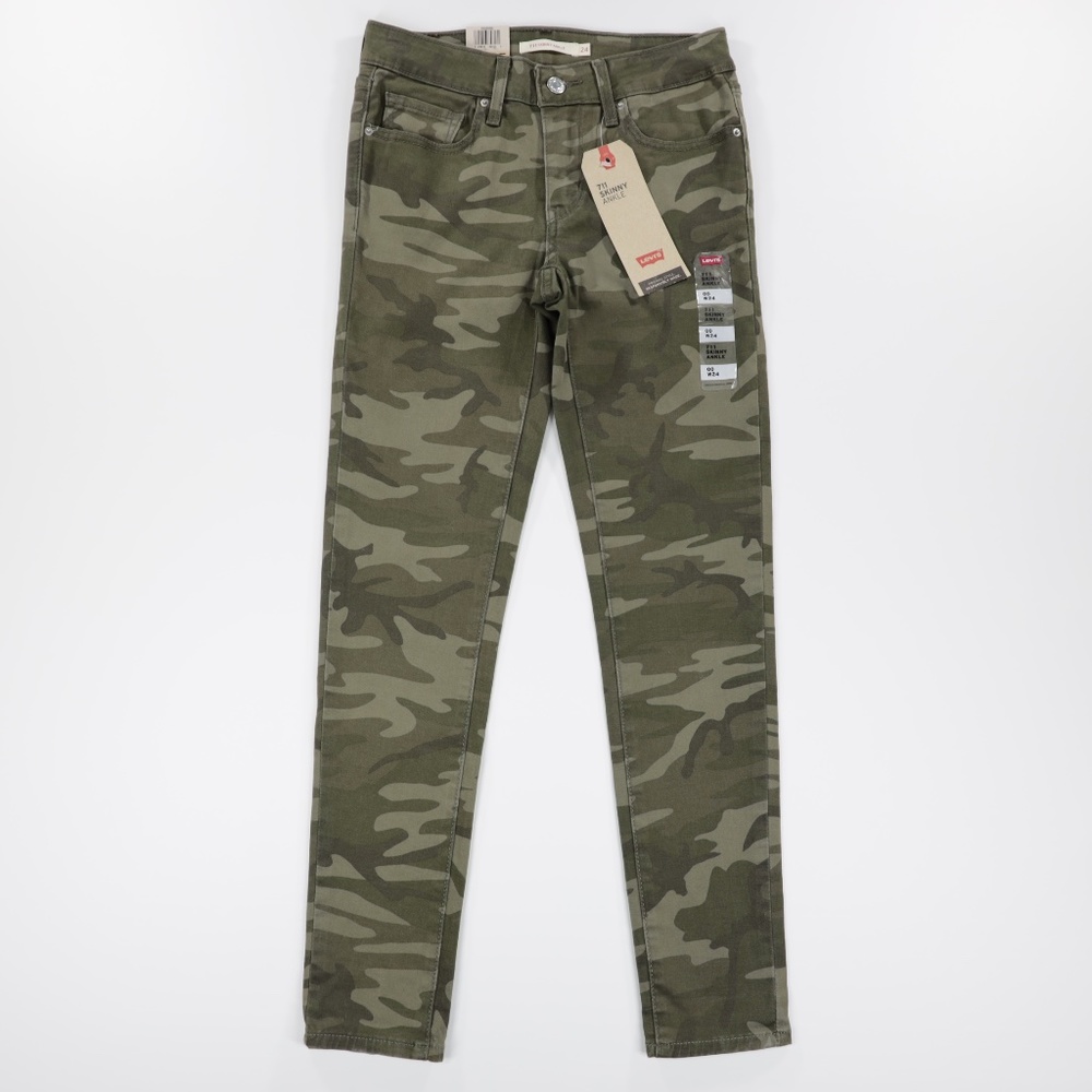 Levi's 711‎ Women's Skinny Ankle Stretch Camo Denim Jeans Green Size 24